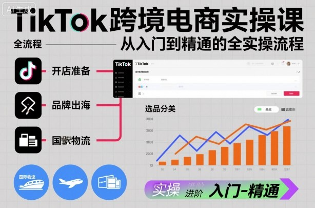 TikTok跨境电商实操课，从入门到精通的全实操流程-搞钱利器