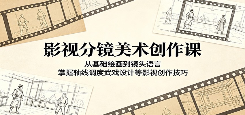 影视分镜美术创作课：从基础绘画到镜头语言，掌握轴线调度武戏设计等影视创作技巧-搞钱利器