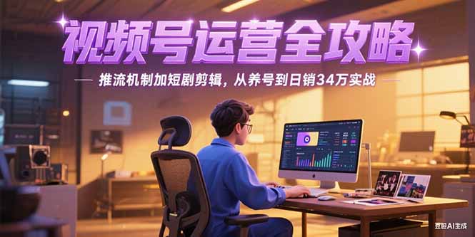 2025视频号运营全攻略，推流机制加短剧剪辑，从养号到日销34万实战-搞钱利器