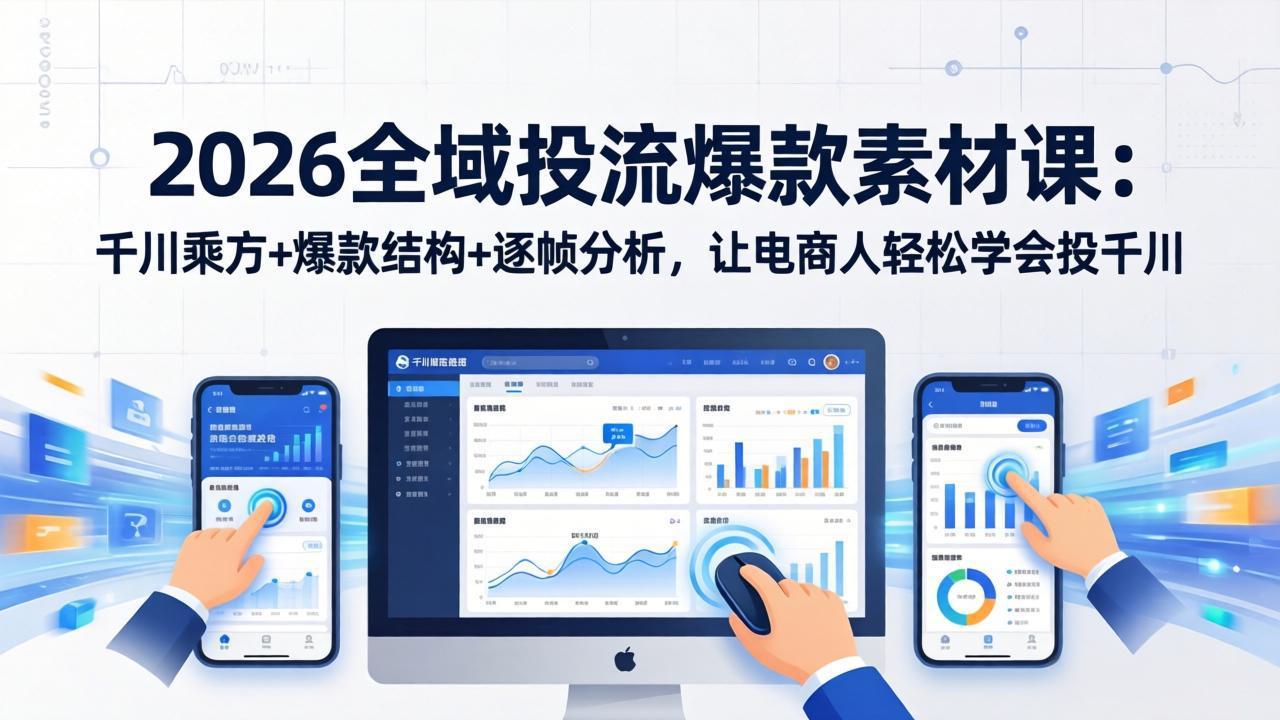 2026全域投流爆款素材课:千川乘方+爆款结构+逐帧分析,让电商人轻松学会投千川-搞钱利器
