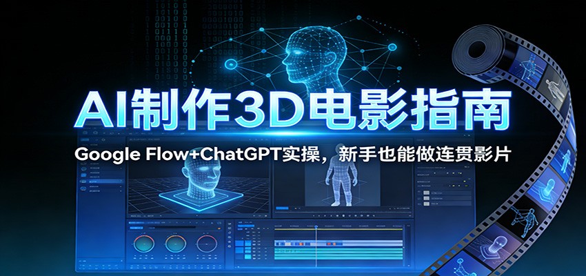 AI制作3D电影指南：Google Flow+ChatGPT实操，新手也能做连贯影片-搞钱利器