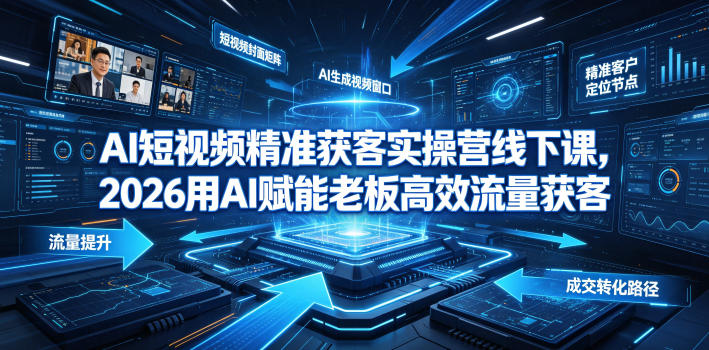 AI短视频精准获客实操营6月10-14号线下课，2026用AI赋能老板高效流量获客-搞钱利器