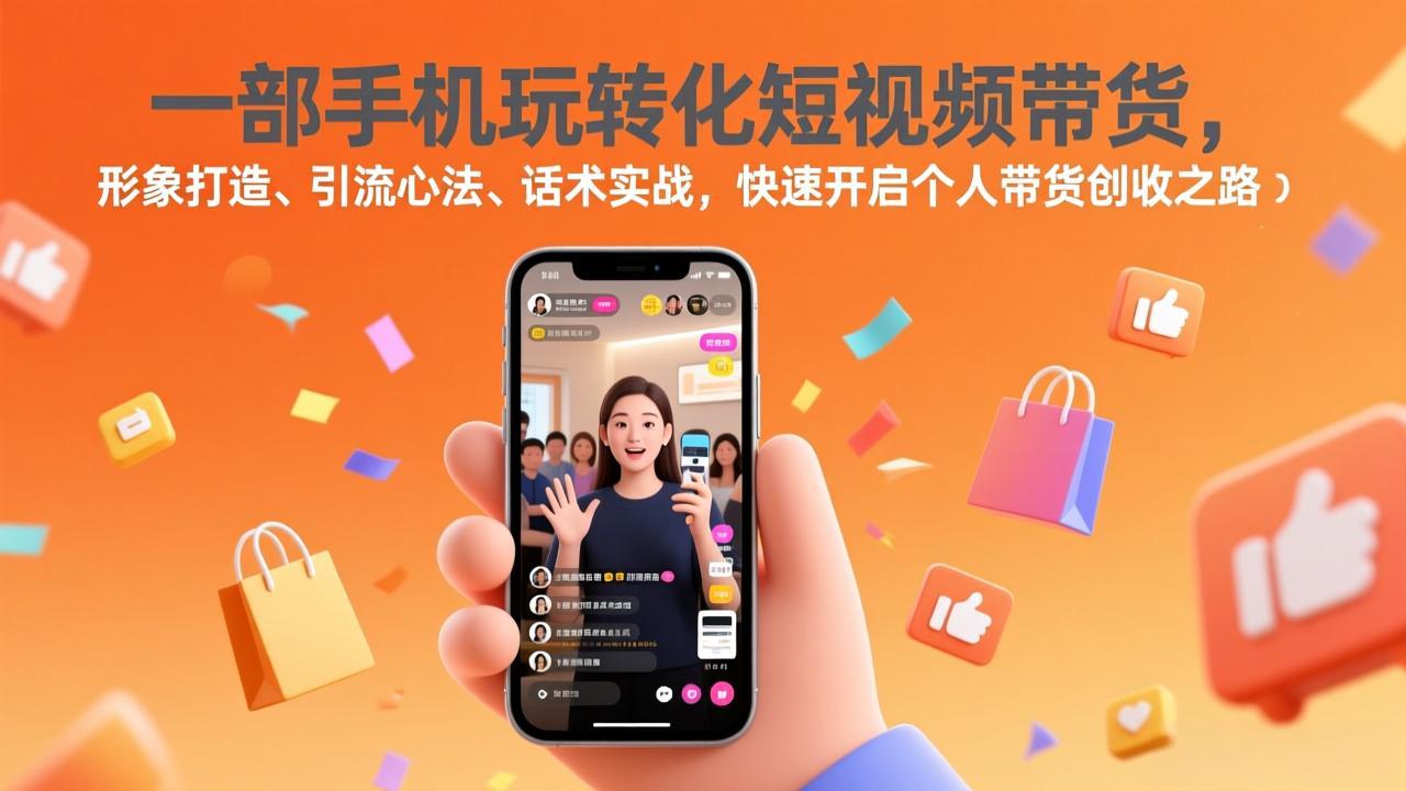 一部手机玩转化短视频带货，形象打造、引流心法、话术实战，快速开启个人带货创收之路-搞钱利器