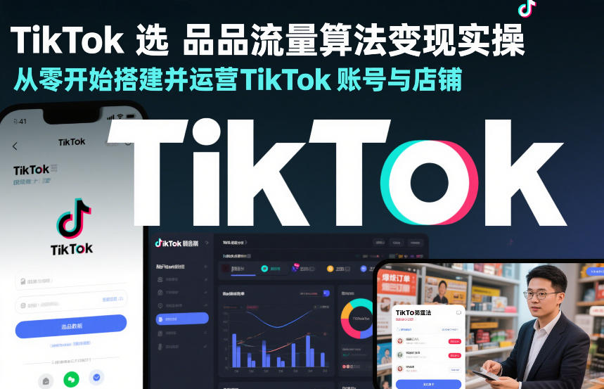 TikTok选品流量算法变现实操，从零开始搭建并运营TikTok账号与店铺-搞钱利器