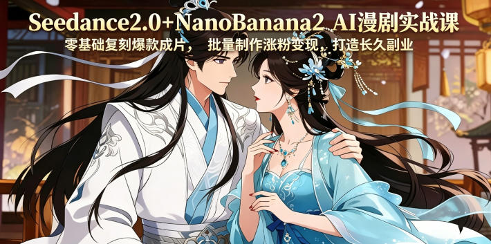Seedance2.0+NanoBanana2 AI漫剧实战课，零基础复刻爆款成片涨粉变现，打造长久副业收益-搞钱利器
