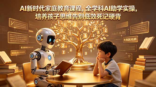 AI新时代家庭教育课程，全学科AI助学实操，培养孩子思维告别低效死记硬背-搞钱利器