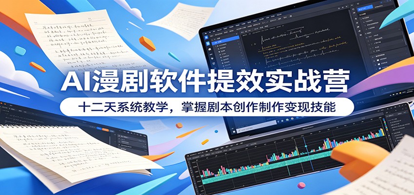 AI漫剧软件提效实战营：十二天系统教学，掌握剧本创作制作变现技能-搞钱利器