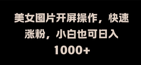 美女图片开屏操作，快速涨粉，小白也可日入1k【揭秘】-搞钱利器
