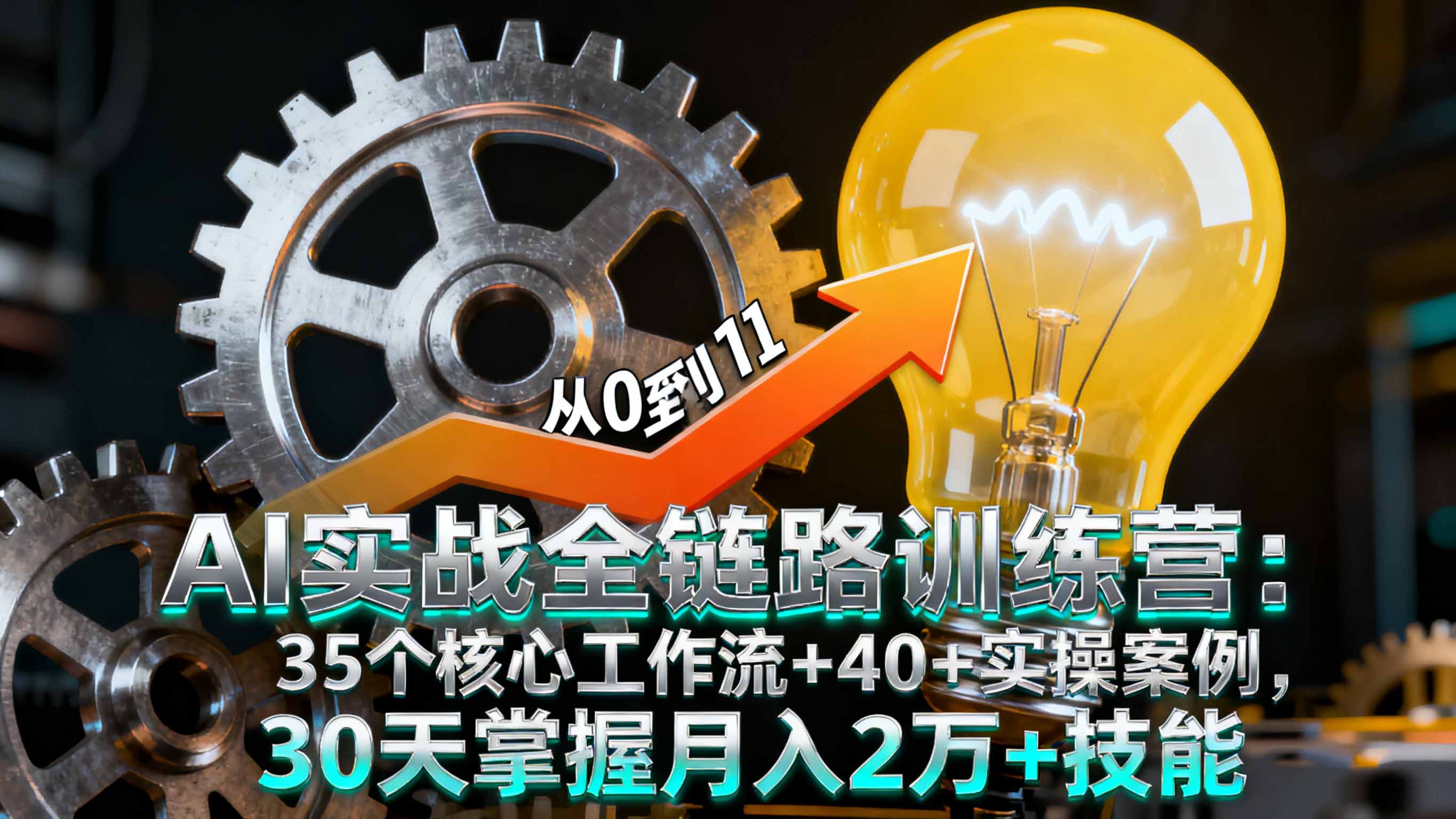 AI实战全链路训练营：35个核心工作流+40+实操案例，30天掌握月入2万+技能-搞钱利器