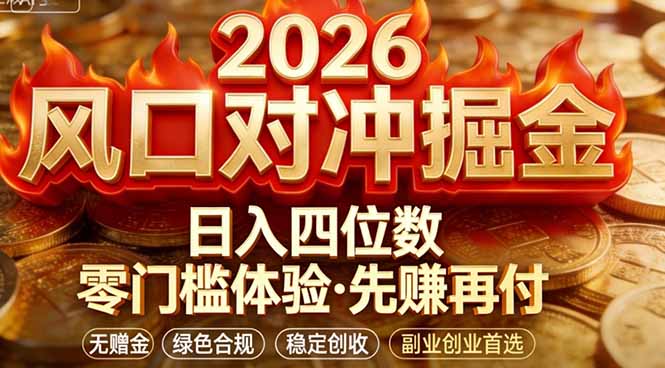 2026美金对冲套利，无赠金对冲策略保驾护航，低门槛易上手实操。单人单日收益2000+-搞钱利器