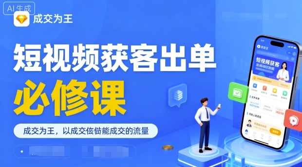 短视频获客出单必修课，成交为王，以成交为导向，直接做能成交的流量-搞钱利器