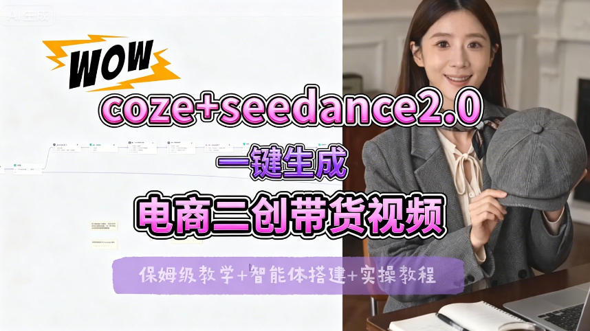 【Coze工作流搭建实操教程】seedance2.0+coze一键生成电商二创带货视频，全流程保姆级教学-搞钱利器