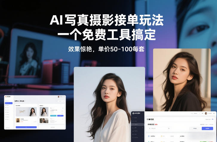 AI写真摄影接单玩法,一个免费工具搞定,效果惊艳,单价50-100每套-搞钱利器