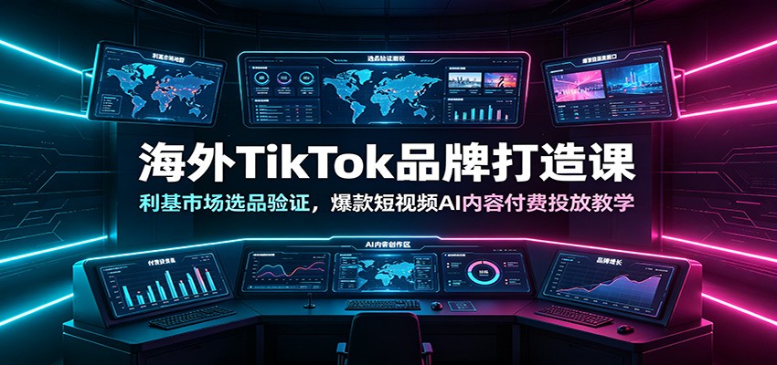 海外TikTok品牌打造课：利基市场选品验证，爆款短视频AI内容付费投放教学-搞钱利器