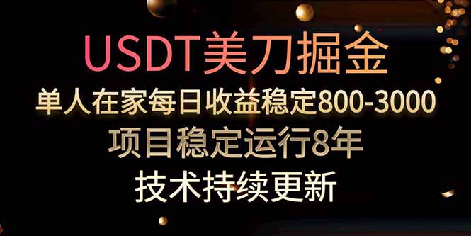 USDT美刀掘金，单人每日收益800-3000，稳定运行8年-搞钱利器