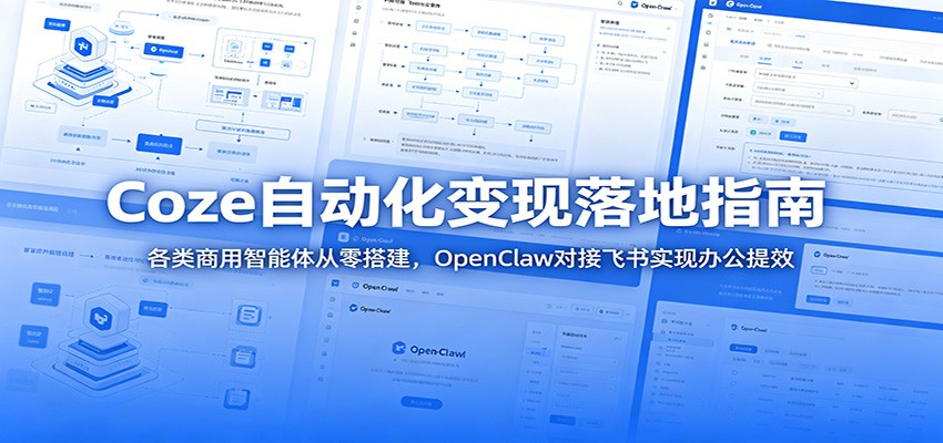 Coze自动化变现落地指南：各类商用智能体从零搭建，OpenClaw对接飞书实现办公提效-搞钱利器
