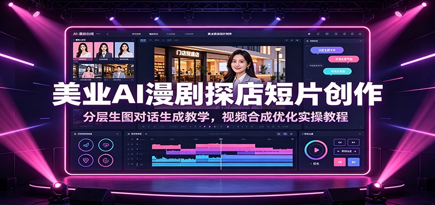 美业AI漫剧探店短片创作：分层生图对话生成教学，视频合成优化实操教程-搞钱利器