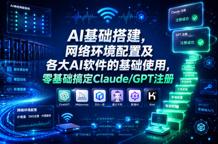 AI基础搭建，网络环境配置及各大AI软件的基础使用，零基础搞定Claude/GPT注册-搞钱利器
