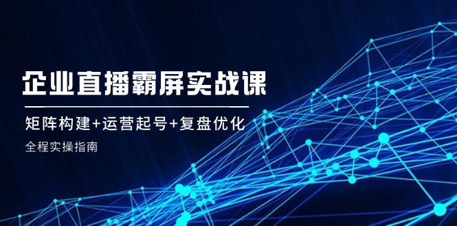 企业直播霸屏实战课：矩阵构建+运营起号+复盘优化，全程实操指南-搞钱利器