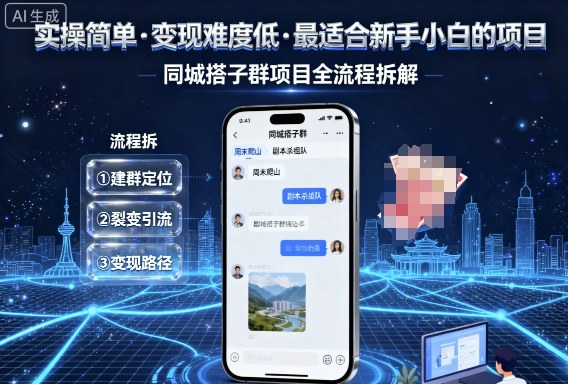 实操简单，变现难度低，最适合新手小白做的项目，每天轻松收入3张，同城搭子群项目全流程拆解-搞钱利器