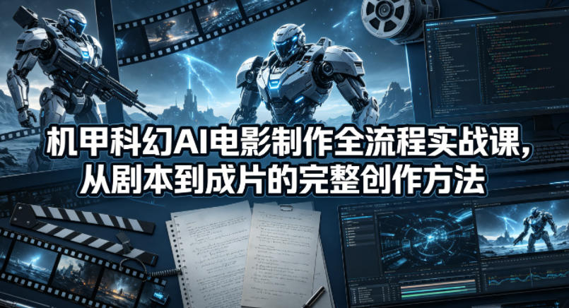 机甲科幻AI电影制作全流程实战课，从剧本到成片的完整创作方法-搞钱利器