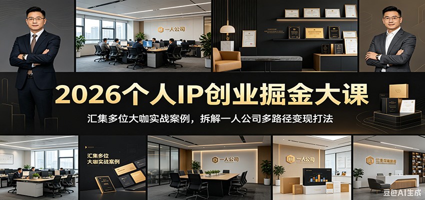 2026个人IP创业掘金大课：汇集多位大咖实战案例，拆解一人公司多路径变现打法-搞钱利器