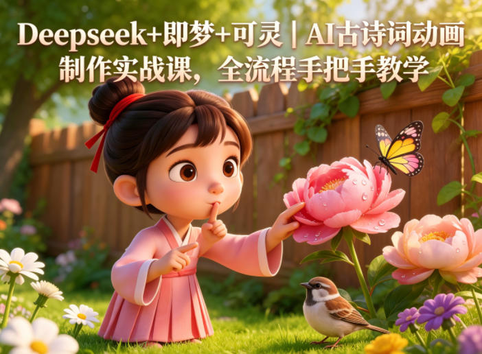 Deepseek+即梦+可灵｜AI古诗词动画制作实战课，全流程手把手教学-搞钱利器