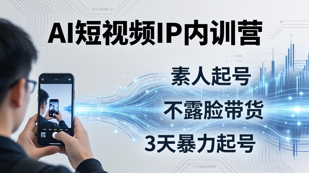 2026AI短视频IP内训营-更新：从素人起号到不露脸带货，3天暴力起号全流程拆解-搞钱利器
