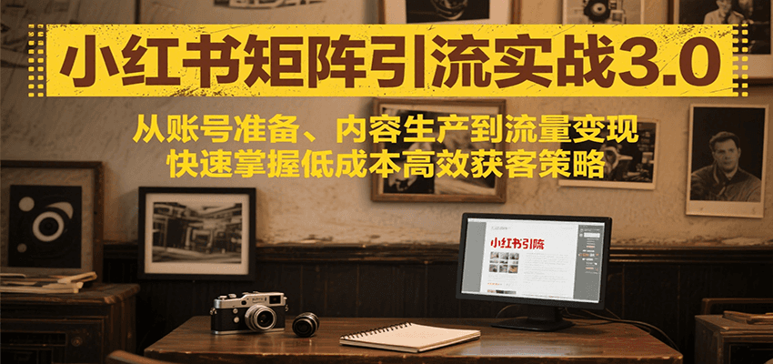 小红书矩阵引流3.0，从账号准备、内容生产到流量变现，快速掌握低成本高效获客策略-搞钱利器