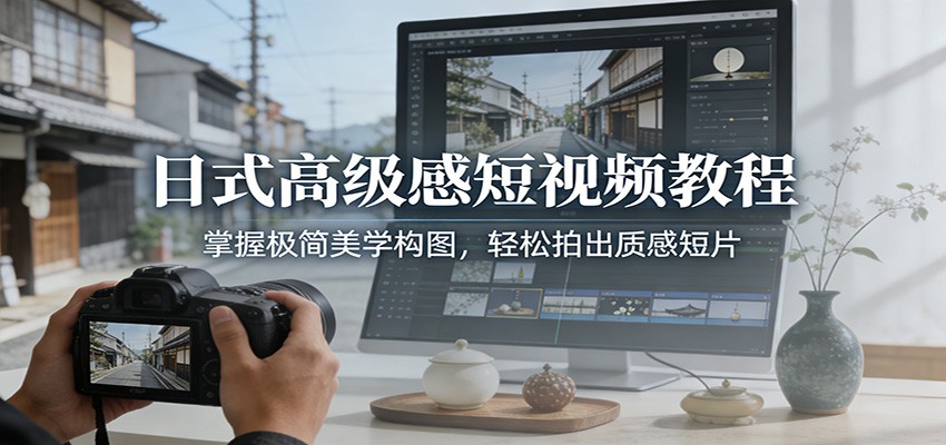 日式高级感短视频教程:掌握极简美学构图,轻松拍出质感短片-搞钱利器