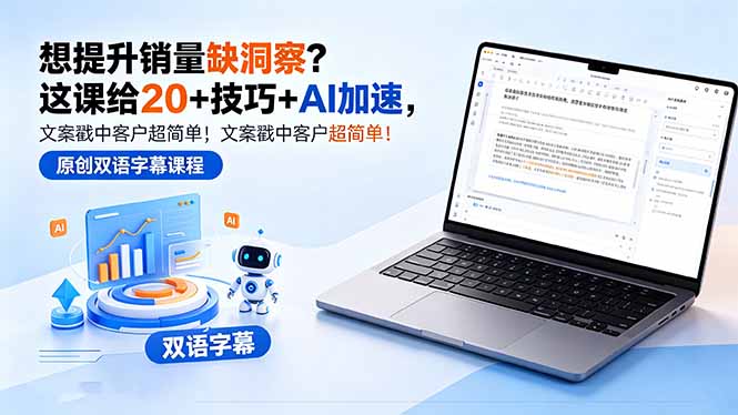 想提升销量缺洞察？这课给 20 + 技巧 + AI 加速，文案戳中客户超简单！【原创双语字幕】-搞钱利器
