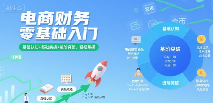 电商财务零基础入门，基础认知+基础实操+进阶突破，轻松掌握-搞钱利器