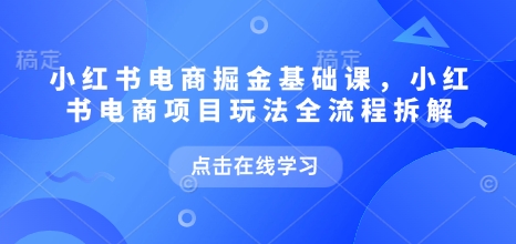 小红书电商掘金课，小红书电商项目玩法全流程拆解(更新5月)-搞钱利器
