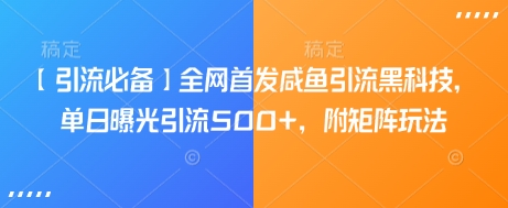 【引流必备】全网首发咸鱼引流黑科技，单日曝光引流500+，附矩阵玩法【揭秘】-搞钱利器
