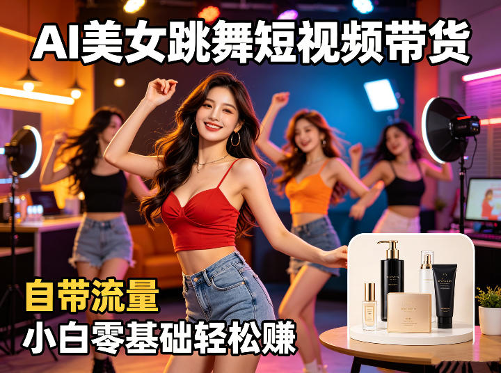 AI美女跳舞短视频带货：自带流量，小白零基础轻松賺，详细拆解-搞钱利器
