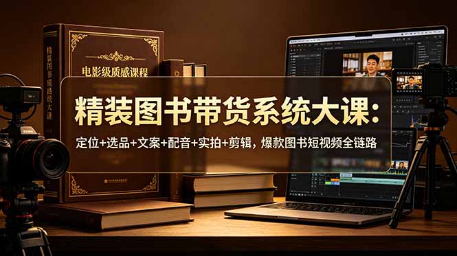 精装图书带货系统大课：定位+选品+文案+配音+实拍+剪辑，爆款图书短视频全链路-搞钱利器