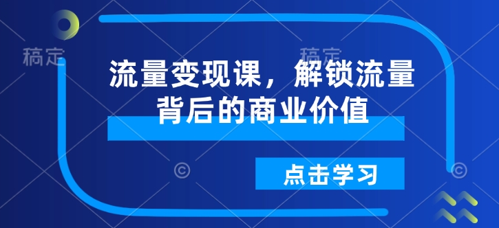 流量变现课，解锁流量背后的商业价值-搞钱利器