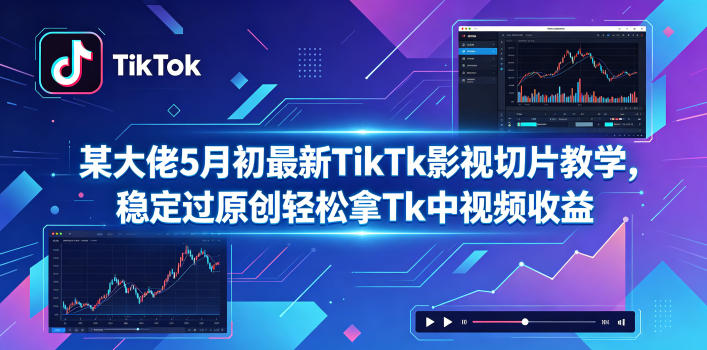 某大佬5月初最新TikTk影视切片教学，稳定过原创轻松拿Tk中视频收益-搞钱利器