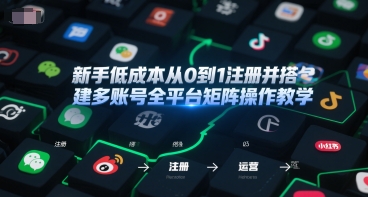 新手低成本从0到1注册并搭建多账号全平台矩阵操作教学，手机号-邮箱-IP-工具-搞钱利器