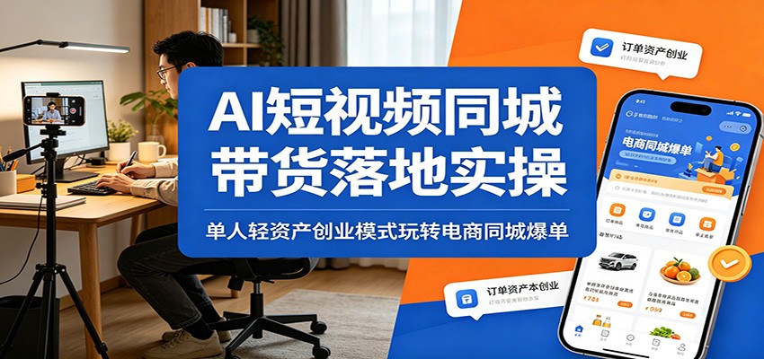 AI短视频同城带货落地实操:单人轻资产创业模式玩转电商同城爆单-搞钱利器