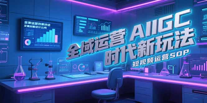 全域运营AIGC时代新玩法，文案封面设计公式，短视频运营SOP-搞钱利器