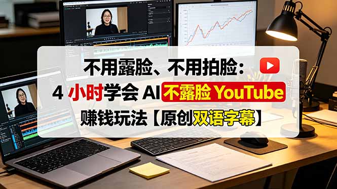 不用露脸、不用拍脸：4 小时学会 AI 不露脸 YouTube 赚钱玩法【原创双语字幕】-搞钱利器