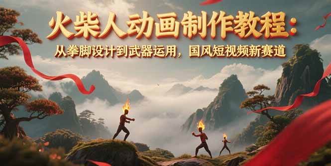 火柴人动画制作教程：从拳脚设计到武器运用，国风短视频新赛道-搞钱利器