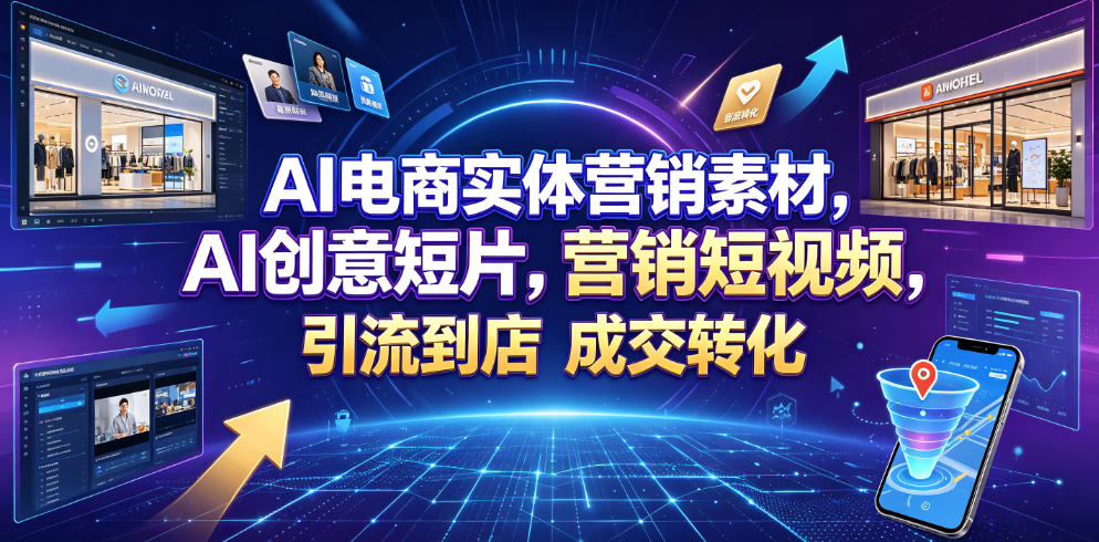 AI电商实体营销素材，AI创意短片，高效打造营销短视频，轻松引流到店，稳定提升门店客流与成交转化-搞钱利器