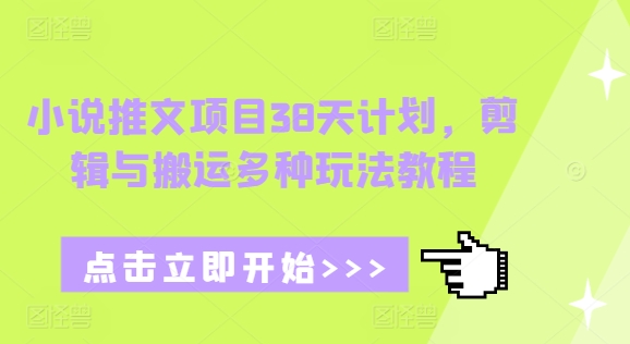 小说推文项目38天计划，剪辑与搬运多种玩法教程-搞钱利器