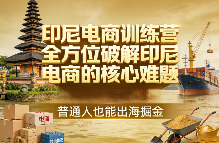 印尼电商训练营，全方位破解印尼电商的核心难题，普通人也能出海掘金-搞钱利器