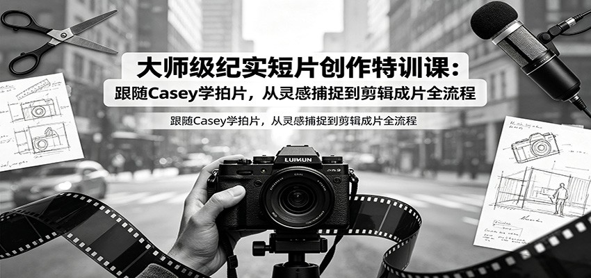 大师级纪实短片创作特训课:跟随Casey学拍片,从灵感捕捉到剪辑成片全流程-搞钱利器
