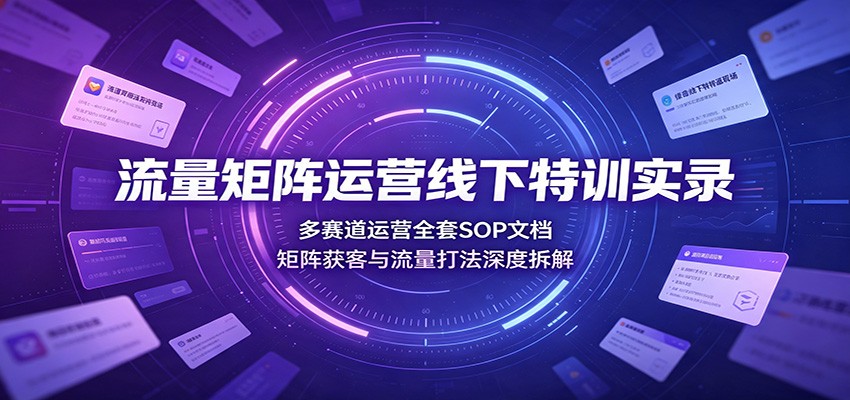 流量矩阵运营线下特训实录：多赛道运营全套SOP文档，矩阵获客与流量打法深度拆解-搞钱利器