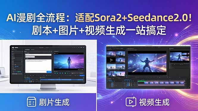 AI漫剧全流程：适配Sora2+Seedance2.0！剧本+图片+视频生成一站搞定-搞钱利器