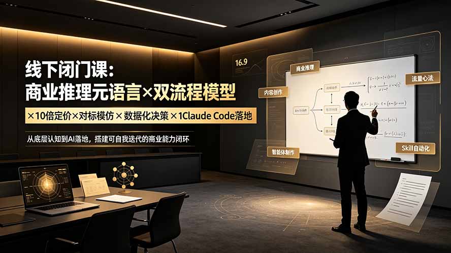 线下闭门课：商业推理元语言×双流程模型×10倍定价×对标模仿×数据化决策×Claude Code落地，击穿认知盲区-搞钱利器